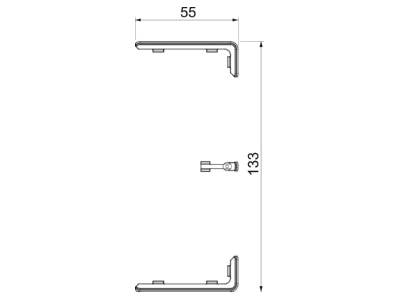 Maßzeichnung 2 OBO GK KS45 2RW Stossstellenabdeckung fuer Rapid 45 2 130