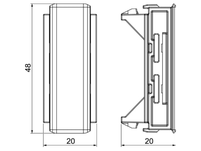 Dimensional drawing 1 OBO GK OTSA45RW Cover strip for device mount wireway
