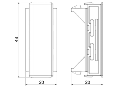 Dimensional drawing 2 OBO GK OTSA45RW Cover strip for device mount wireway