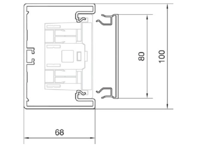 Dimensional drawing 1 Tehalit BR6510019011 Wall duct 130x68mm RAL9011
