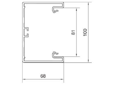 Dimensional drawing 2 Tehalit BR6510019011 Wall duct 130x68mm RAL9011