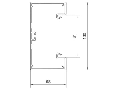 Dimensional drawing 1 Tehalit BR6513019011 Wall duct 130x68mm RAL9011
