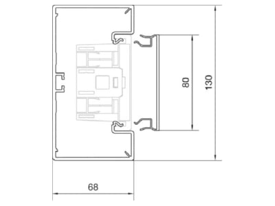 Dimensional drawing 2 Tehalit BR6513019011 Wall duct 130x68mm RAL9011