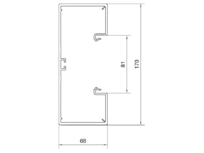 Dimensional drawing 1 Tehalit BR6517019011 Wall duct 170x68mm RAL9011
