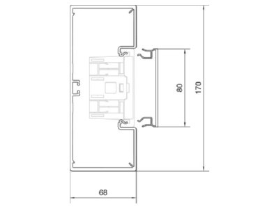 Dimensional drawing 2 Tehalit BR6517019011 Wall duct 170x68mm RAL9011