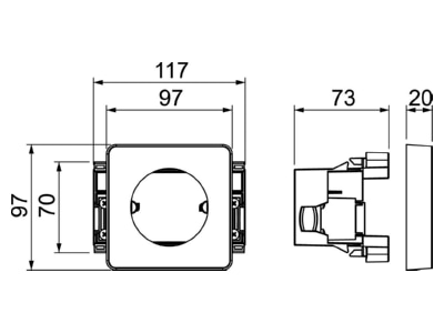 Dimensional drawing 1 OBO 71GDCEE Device box for device mount wireway
