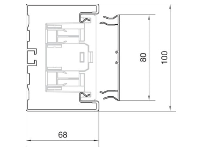 Dimensional drawing 1 Tehalit BRA651001 vws Wall duct 100x68mm RAL9016
