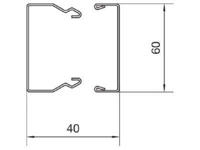 Dimensional drawing Tehalit LFS400600 vws Wireway 40x60mm RAL9016
