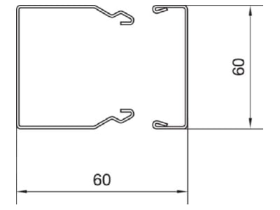 Dimensional drawing Tehalit LFS600600 vws Wireway 60x60mm RAL9016