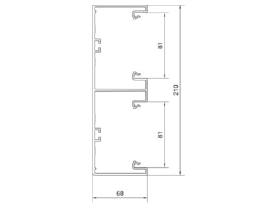 Dimensional drawing 1 Tehalit BR652101D9016 Wall duct 210x68mm RAL9016
