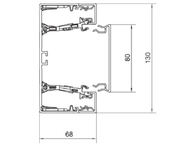 Dimensional drawing Tehalit BRN6513019016 Wall duct 130x68mm RAL9016