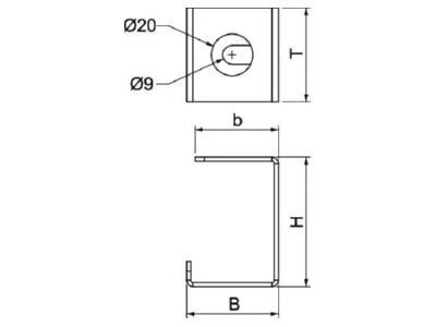 Mazeichnung OBO PLM CB 0810 FS Kabelbuegel fuer Deckenmontage