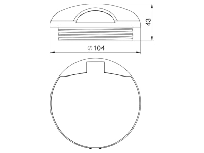 Dimensional drawing 1 OBO SH80 T 9011 Dome lid for underfloor duct
