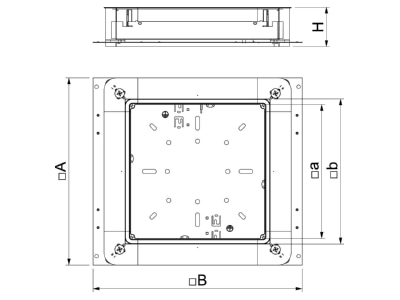 Dimensional drawing 2 OBO UZD 250 3 Service box for underfloor installation