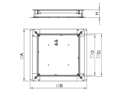 Dimensional drawing 1 OBO UZD 350 3 Service box for underfloor installation
