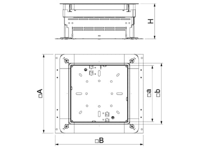 Dimensional drawing 2 OBO UZD 165220 250 3 Service box for underfloor installation
