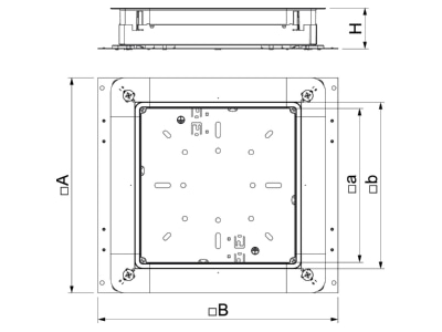 Dimensional drawing 1 OBO UGD 250 3 9 Service box for underfloor installation
