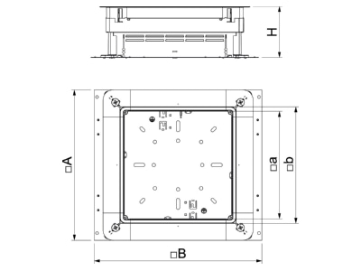 Dimensional drawing 2 OBO UZD 115170 250 3 Service box for underfloor installation