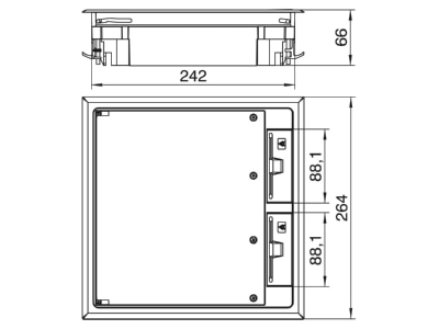 Mazeichnung 1 OBO GES9 10U 9011 Geraeteeinsatz PA  graphitschwarz