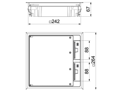 Mazeichnung 2 OBO GES9 10U 9011 Geraeteeinsatz PA  graphitschwarz