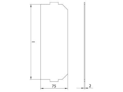 Dimensional drawing 2 OBO LPA GB3 Cover plate for installation units