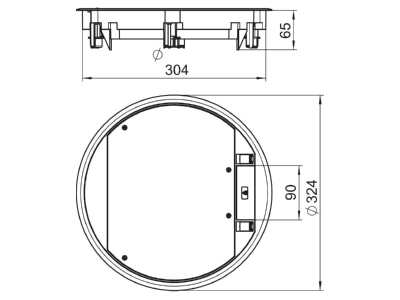 Dimensional drawing 1 OBO GESR9 2U12T 7011 Installation box for underfloor duct
