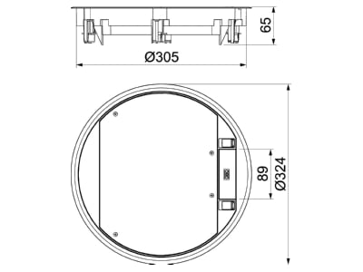 Dimensional drawing 2 OBO GESR9 2U12T 7011 Installation box for underfloor duct