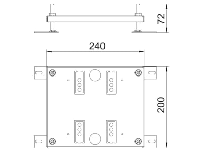 Dimensional drawing 1 OBO HE60 UDHOME4 Height adjustment for underfloor duct
