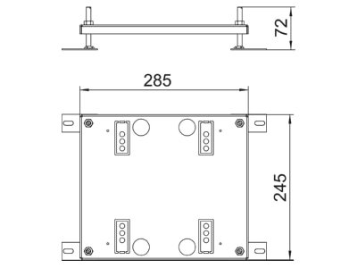 Dimensional drawing 1 OBO HE60 UDHOME9 Height adjustment for underfloor duct
