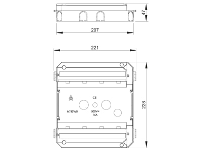 Dimensional drawing 1 OBO MT45V 0 Mounting box
