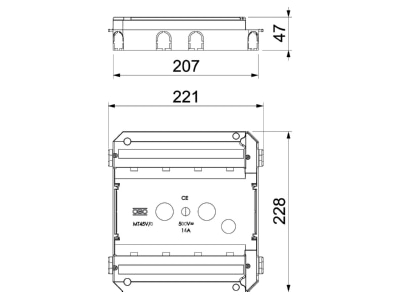 Dimensional drawing 2 OBO MT45V 0 Mounting box