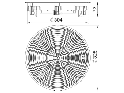 Dimensional drawing 1 OBO GRAF9 2 U 9011 Installation box for underfloor duct
