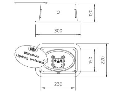 Dimensional drawing 1 OBO 5700 SP Inspection housing
