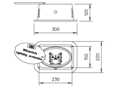 Dimensional drawing 2 OBO 5700 SP Inspection housing