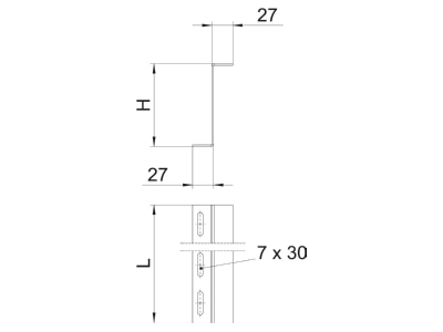 Mazeichnung 1 OBO TSG100Z BKRS FS Trennsteg Z Form  fuer BKS