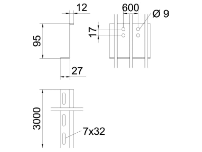 Mazeichnung 2 OBO TSG100Z BKRS FS Trennsteg Z Form  fuer BKS