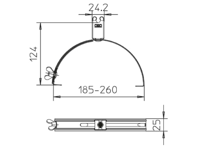 Mazeichnung 1 OBO 132 VA 35 Dachleitungshalter f  Firstziegel 35 mm