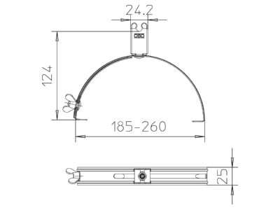 Mazeichnung 2 OBO 132 VA 35 Dachleitungshalter f  Firstziegel 35 mm