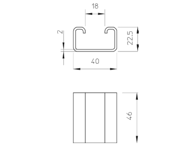 Dimensional drawing 2 OBO DSK 25 A4 Mounting element for profile rail Steel DSK 25 VA4571