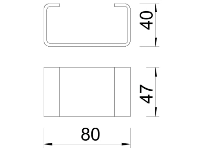 Dimensional drawing 1 OBO DSK 47 A4 Mounting element for profile rail Steel DSK 47 VA4571
