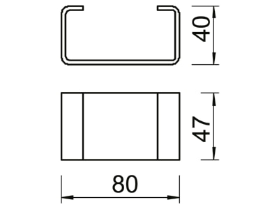 Dimensional drawing 2 OBO DSK 47 A4 Mounting element for profile rail Steel DSK 47 VA4571