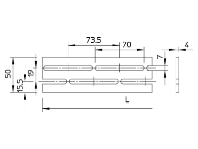 Dimensional drawing 1 OBO FESP L 50 4 BK Rung for cable ladder
