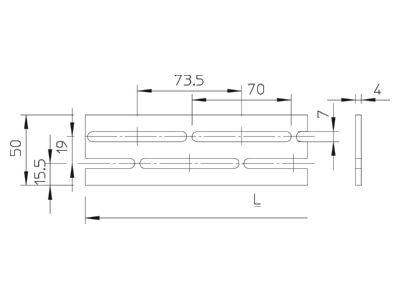 Dimensional drawing 2 OBO FESP L 50 4 BK Rung for cable ladder