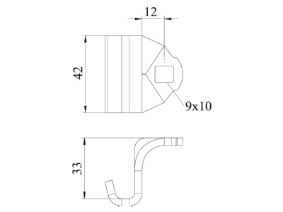 Dimensional drawing 1 OBO KLAS 30 55 FT Mounting lug for profile rail Steel
