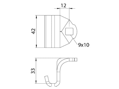 Dimensional drawing 2 OBO KLAS 30 55 FT Mounting lug for profile rail Steel