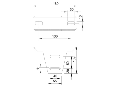 Dimensional drawing 1 OBO KU 5 V A4 Head plate for support profile rail KU 5 V VA4571
