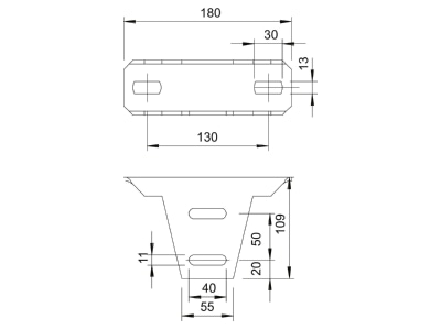 Dimensional drawing 2 OBO KU 5 V A4 Head plate for support profile rail KU 5 V VA4571