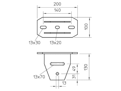 Dimensional drawing 2 OBO KU 7 VQP A2 Head plate for support profile rail KU 7 VQP VA4301