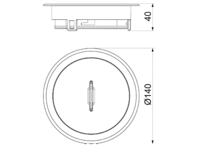 Dimensional drawing 1 OBO GES R2T Cr Installation box for underfloor duct
