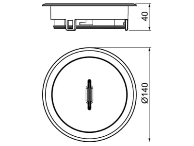 Dimensional drawing 2 OBO GES R2T Cr Installation box for underfloor duct